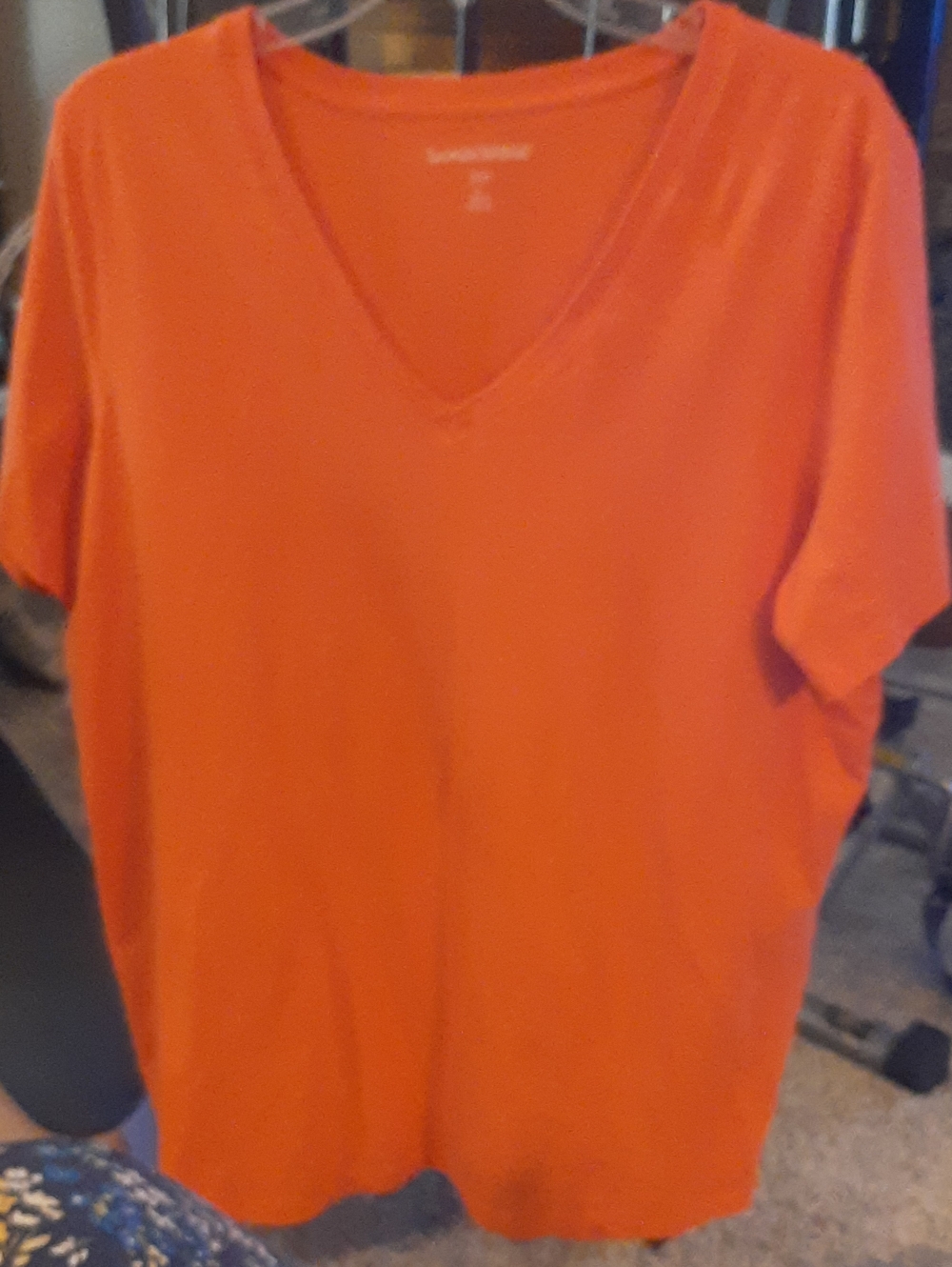 Solid Orange V-Neck Tee